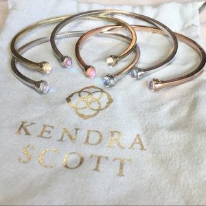 Kendra Scott 4 Kriss Cuff Bracelets Dichroic Glass Gold Rose Silver Set